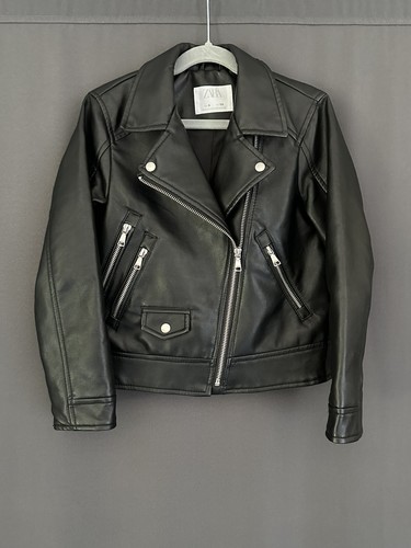 Zara kids black faux - zara, leather