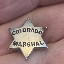 Colorado Marshal 6 Point Gold Star Silver State Visit Souvenir Pin Badge