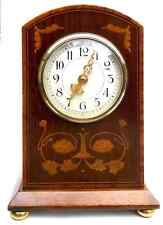 Antique Edwardian Mahogany Inlaid Bracket / Mantel Clock Timepiece