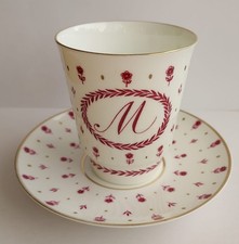 Rare Russian USSR Lomonosov LFZ Coffee Cup & Saucer Letter M