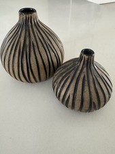 Parlane Taupe & Black Stripe Ornamental Mini Vases. Pre-owned & In Ex Condition.