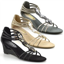 Ladies Womens Mid Wedge Heel