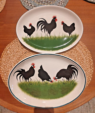Griselda Hill Pottery Wemyss Ware Pair of Serving Platters Cockerel and Chickens