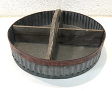 Aged Metal and Wood Trug Potting Shed Gardening 4 section 14" diameter x 3"
