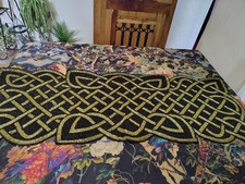 Table runner for dining table with woven gold and black beads