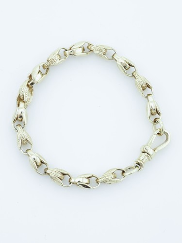 Gold patterned link bracelet - patterned,