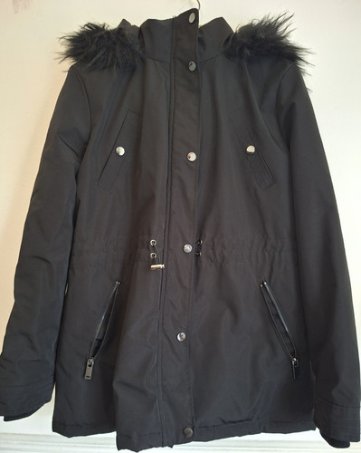 Primark black parka coat - coat, fur