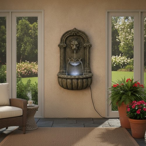 Lion stone effect wall - stone,