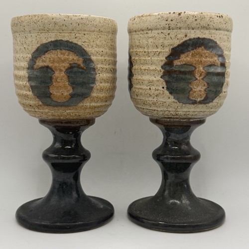 Laugharne pottery goblets pair - pottery,
