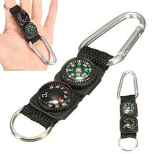 1PC 3 In 1 Mini Carabiner Keychain Compass Thermometer For Camping Hiking Travel