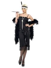 NEW Black Dress, Sash Belt & Headpiece Ladies 1920's Flapper Fancy Dress Costume