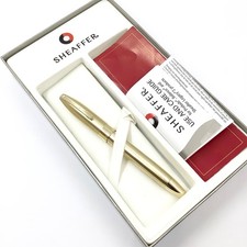 Sheaffer legacy Brushed Gold plated fountain pen, medium 18k gold nib, boxed