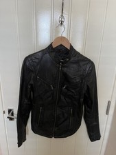 Women’s Black Echtes Leder Vintage Outwear Real Leather Moto Biker Jacket Size S