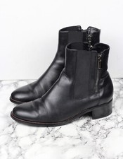 AQUATALIA Classic Black Leather Ankle Boots, Size EU 38 / UK 5
