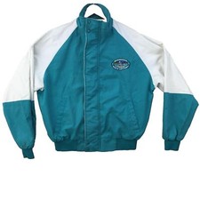Vintage Minnesota State Lottery Polyest Teal White Bomber Jacket Men Size UK XL