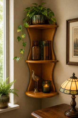 Vintage wooden corner shelf - vintage,
