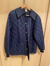 Blue Beaver quilted jacket vintage 1980s size 44,  retro Sloane or equestrian.