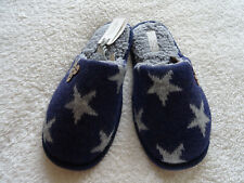 FAT FACE KNITTED BLUE STAR FAUX FUR LINED MEMORY FOAM MULE SLIPPERS SIZE M 5-6