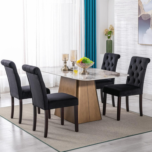Velvet dining chairs set - set, of