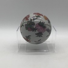 Rare India Jane Floral Peony Decorative Porcelain Sphere Ball 4¼″ Crackle Glaze