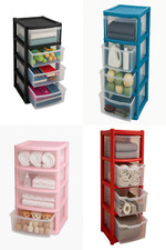 Plastic Storage Tower 4 Drawers Unit Organizer Home Office School Storage Chest