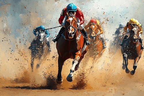 Horse racing canvas picture - horse,