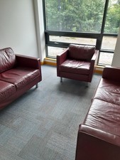 100% Real Genuine Leather 2 X 2 Seater Sofa Couch & Chair