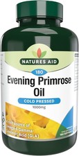 Natures Aid Evening Primrose Oil 1000mg 180 Softgels Cold Pressed Omega 6 GLA