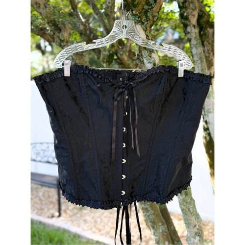 Black jacquard corset - black, 6xl