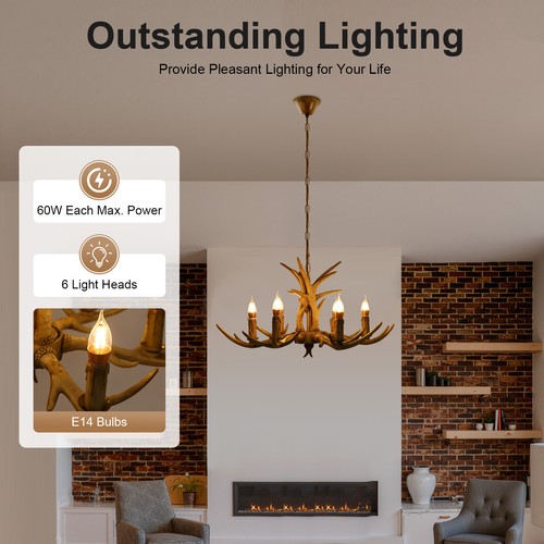 Retro brown antler - brown, chandelier