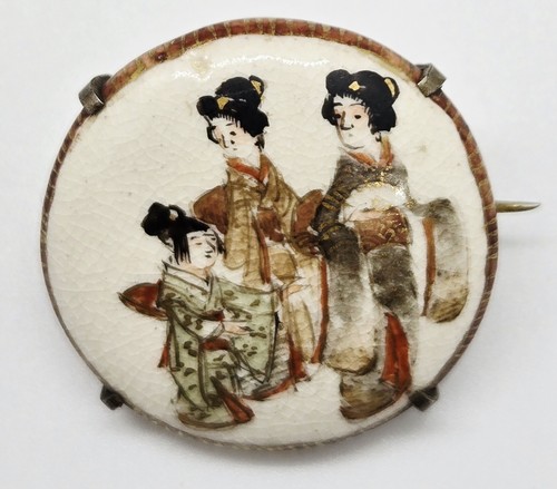 Antique ceramic button - antique, brooch