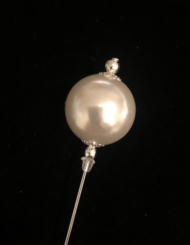 Handmade long pearl hatpin - long,