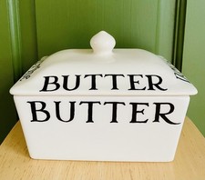Vintage Emma Bridgewater Half Pound Pound Butter Dish - BLACK TOAST b/s 2003