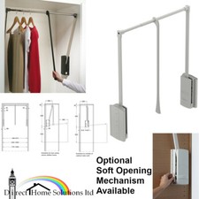 Hafele Pull Down Internal Wardrobe Rail Clothing Hanger Rack Soft Opening Option