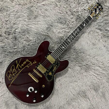 Custom BB King ES335 Wine Red Electric Guitar 6 String Solid Body Gold Hardware