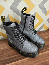 Dr.Martens Jadon Silver Grey glitter chunky platform quad boots UK Size 8