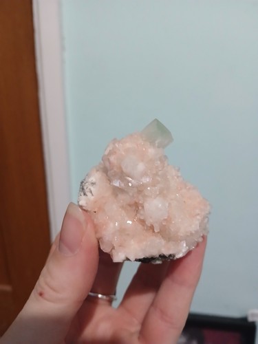 Apophyllite with pink hematite - apophyllite,