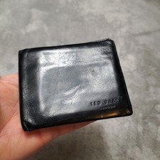 TED BAKER Leather Wallet Mens Black Oxblood Bifold Card and Notes Holder