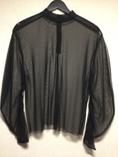 Black mesh goth gothic victorian vampire punk repro vintage top shirt blouse