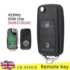 For VW Amarok Transporter T5 T6 Flip Remote Key Fob 434MHz ID48 Chip 2 Button
