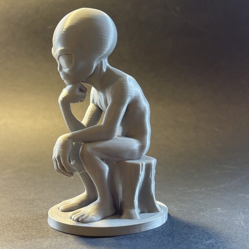 Grey alien rodin thinker bust - alien,