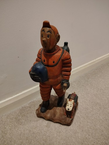 Tintin wooden statue explorers - tintin,