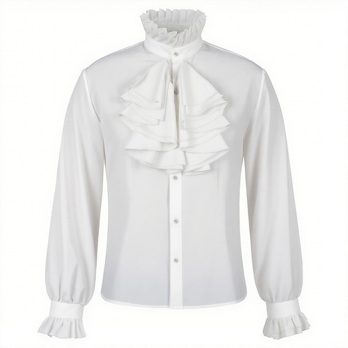 Men vintage ruffle shirt - vintage,