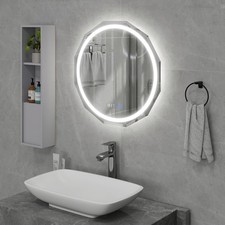 LED Bathroom Mirror 3 Color Illuminated Makeup Mirror IP44 Anti-Fog 600*600mm