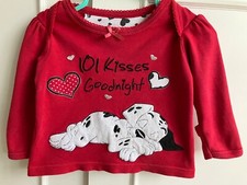 Baby girls age 3-6m red long sleeved Disney 101 Dalmations pyjama/nightwear top 