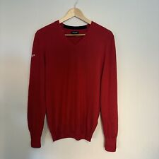 Galvin Green Wool Blend Men’s V Neck Golf Jumper Sweater Size Small Red