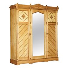 VICTORIAN ASH AESTHETIC MOVEMENT WARDROBE BUILT IN CAMPAIGN CHEST OF DRAWERS