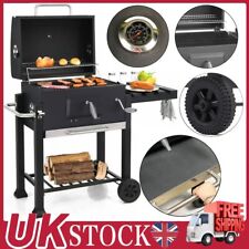 Heavy Duty Large Charcoal Barrel BBQ Grill Garden Barbecue Mini Smoker W/Wheels