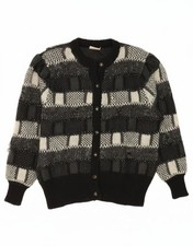 POPPY Womens Oversized Cardigan Sweater UK 14 Medium Black Check Acrylic DL06