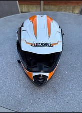 leopard kids motorcycle helmet white and orange